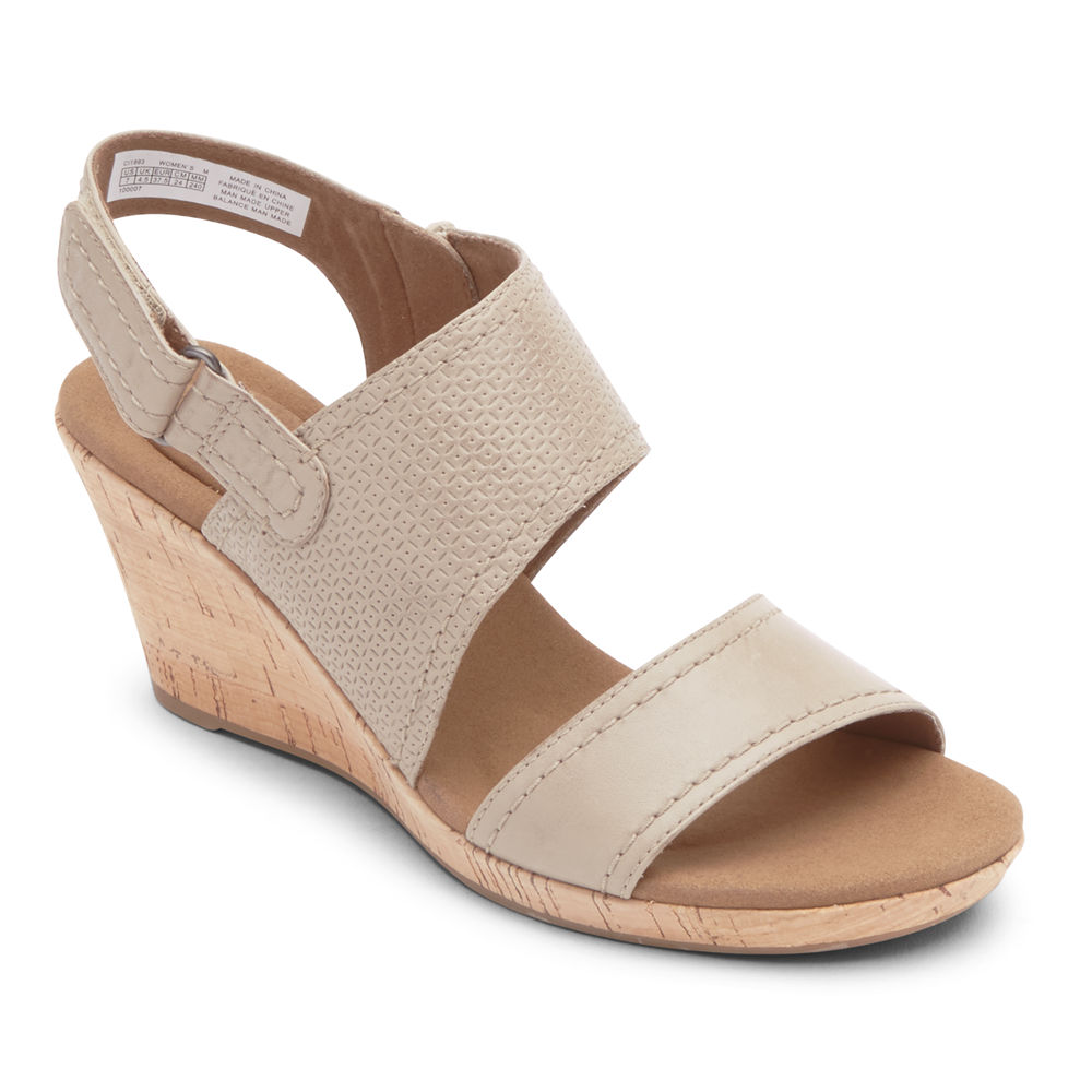 Rockport Womens Briah Asymmetrical 2-Piece - Sandals Beige - NKG273684